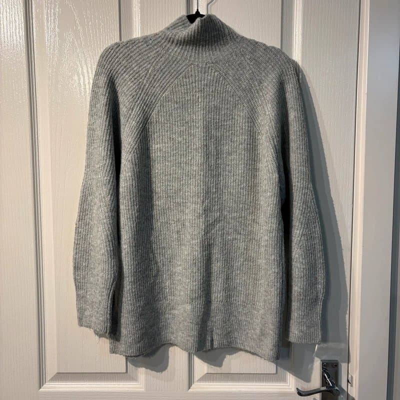 Topshop Grey Marl Topshop Ribbed Knitted Turtle Neck Jumper