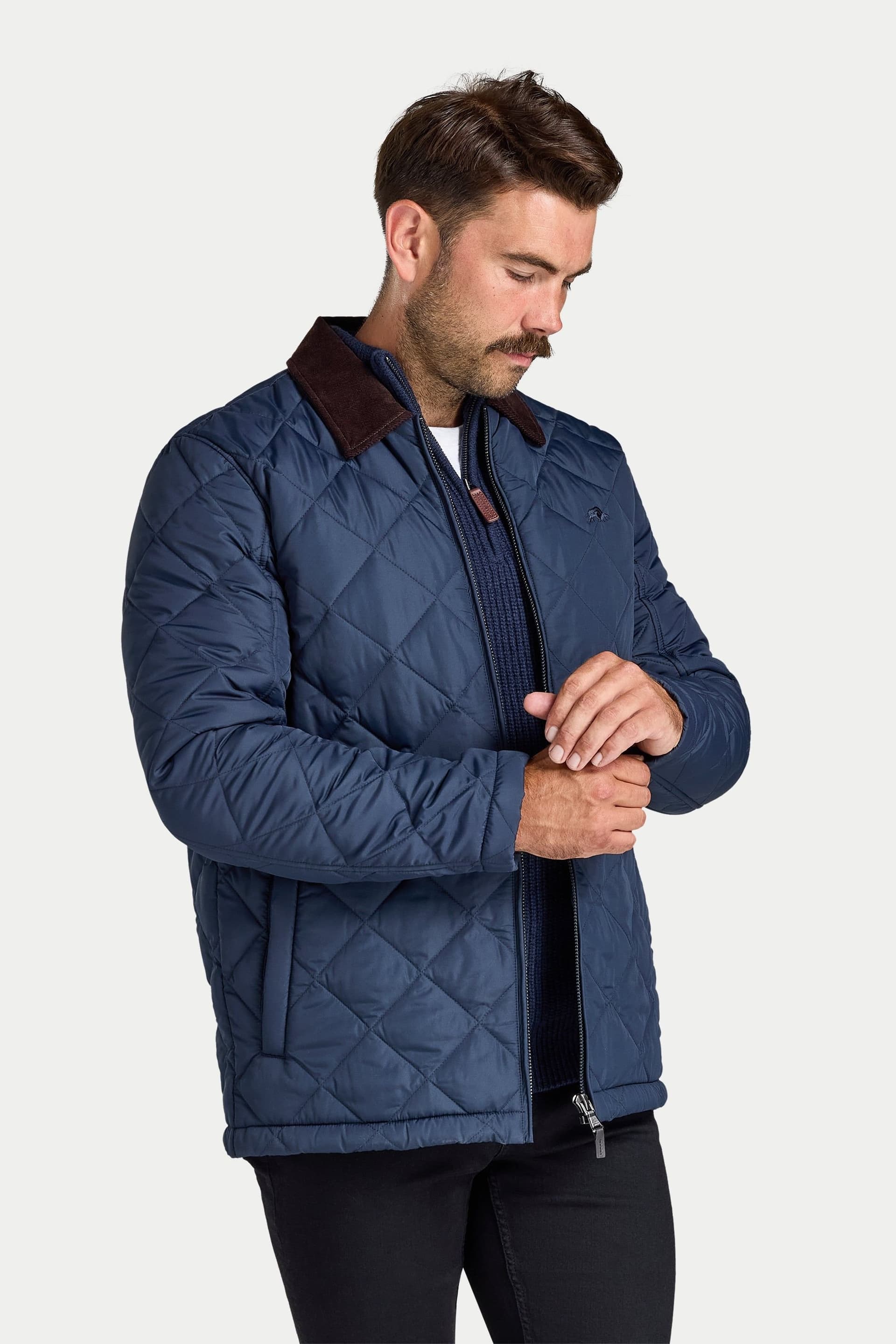 raging bull Raging Bull Men's Quilted Cord Collar Jacket in Navy