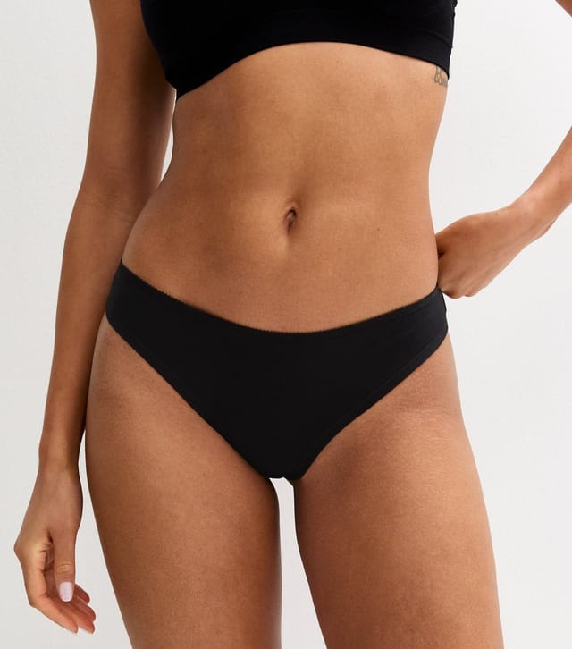 New Look Women's Black Cotton Jersey Ruched Back Brazilian Briefs New Look - 3