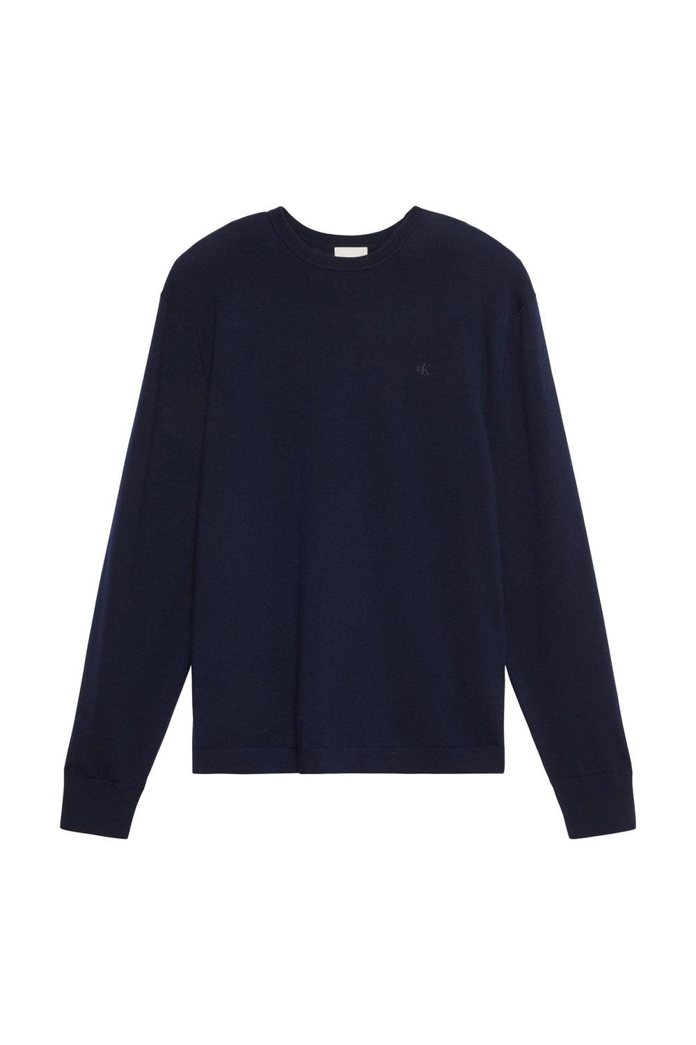 Calvin Klein Calvin Klein Men's Long Sleeved Merino Wool Crew Neck Jumper Blue - 2