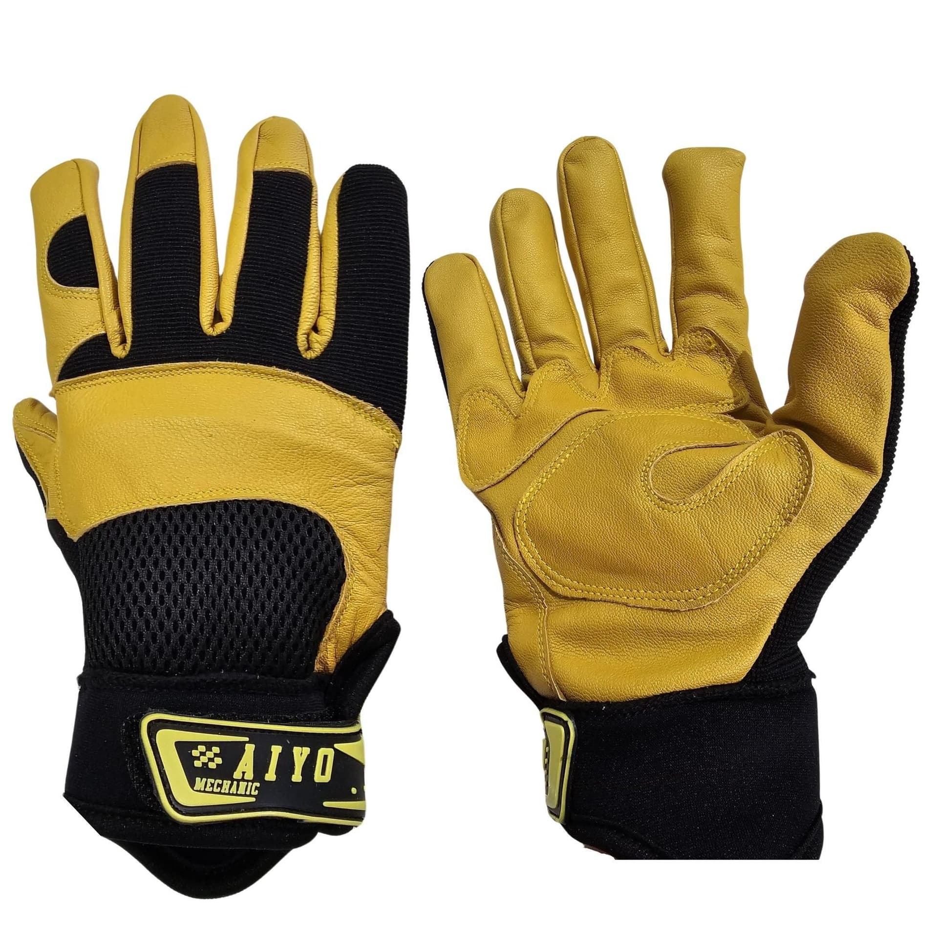 AIYO AIYO Men's Yellow Black Leather Safety Gloves