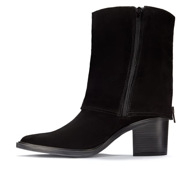 Clarks Clarks Women's Jesse Mid Black Suede Ankle Boots, Mid Calf Boots - 2