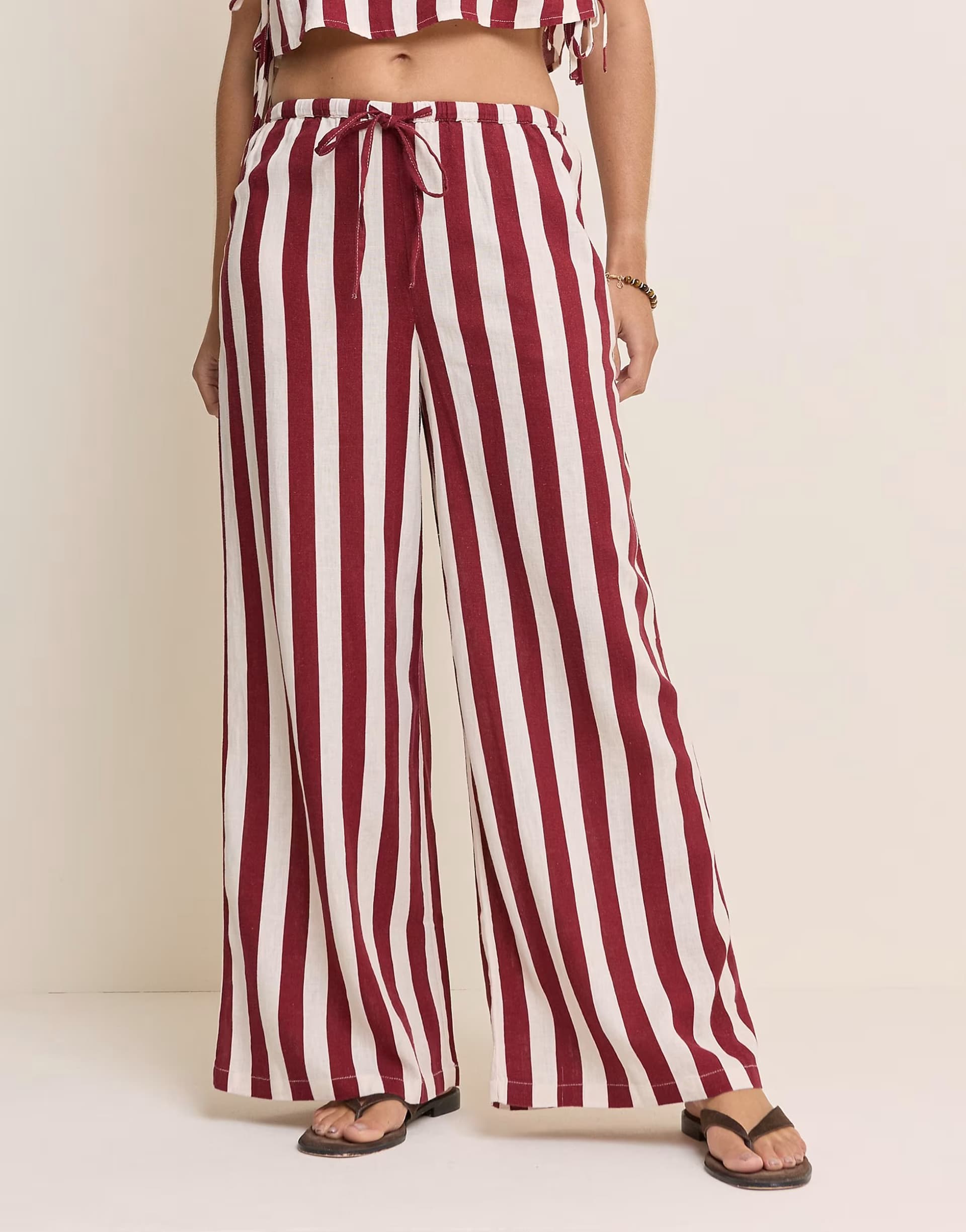 ASOS ASOS Red Stripe Crop Top and Trousers Co-ord