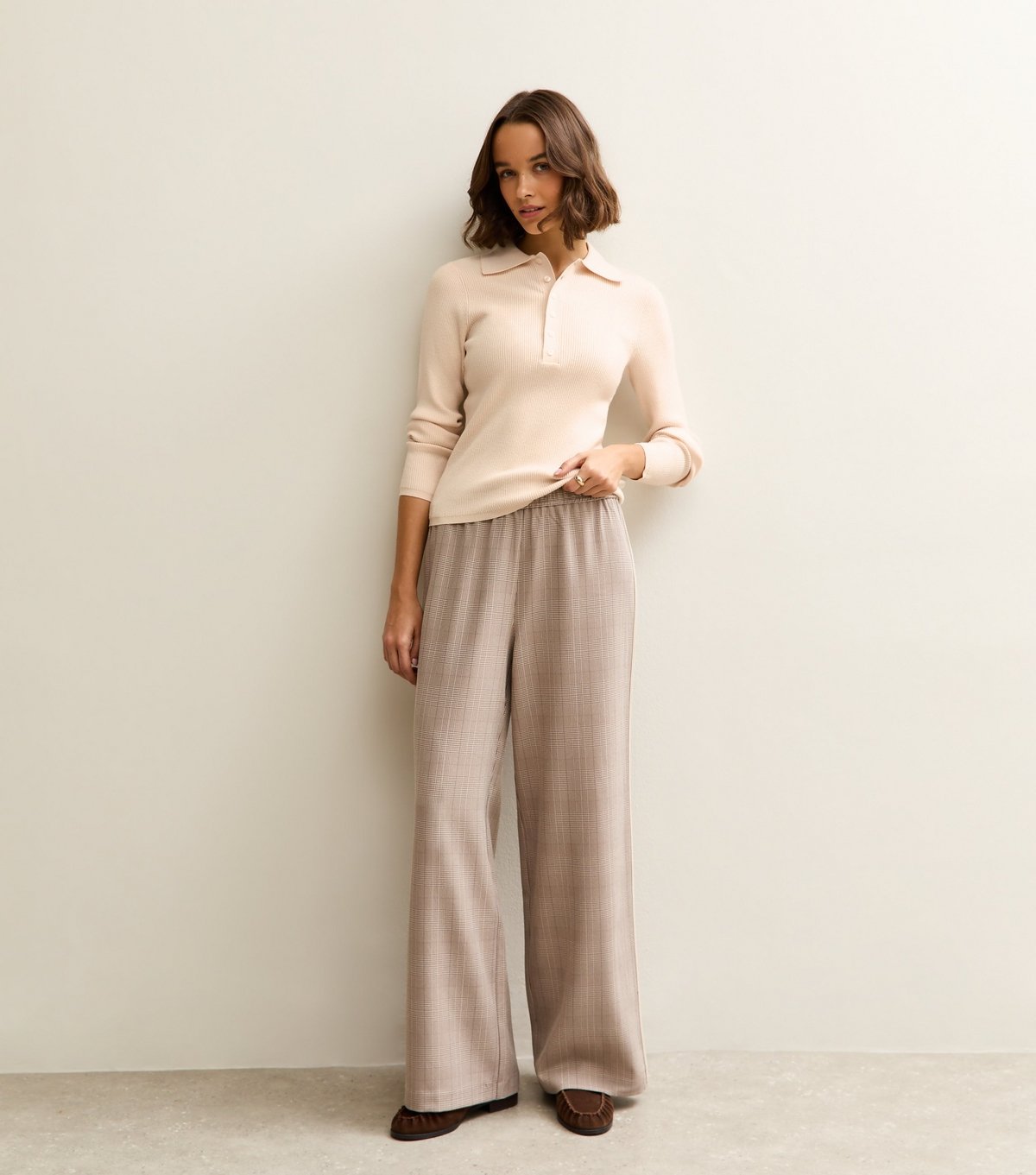 New Look Women's Cream Button Front Ribbed Polo Top New Look - 3