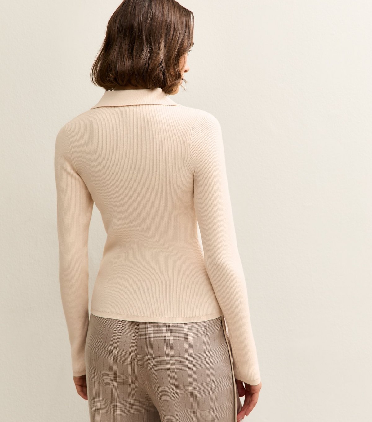 New Look Women's Cream Button Front Ribbed Polo Top New Look - 4