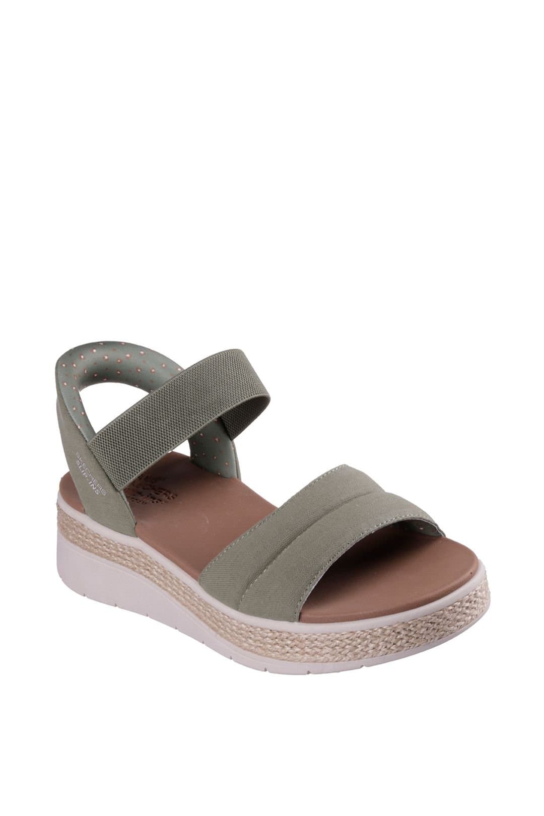 Skechers Skechers Women's BOBS SUN RAY Slip-Ins Padded Vamp Quarter Strap Sandal Olive
