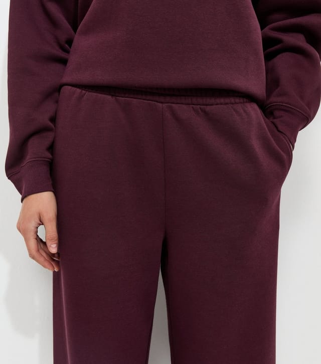 New Look Women's Dark Burgundy Cotton Rich Wide Leg Joggers New Look - 2