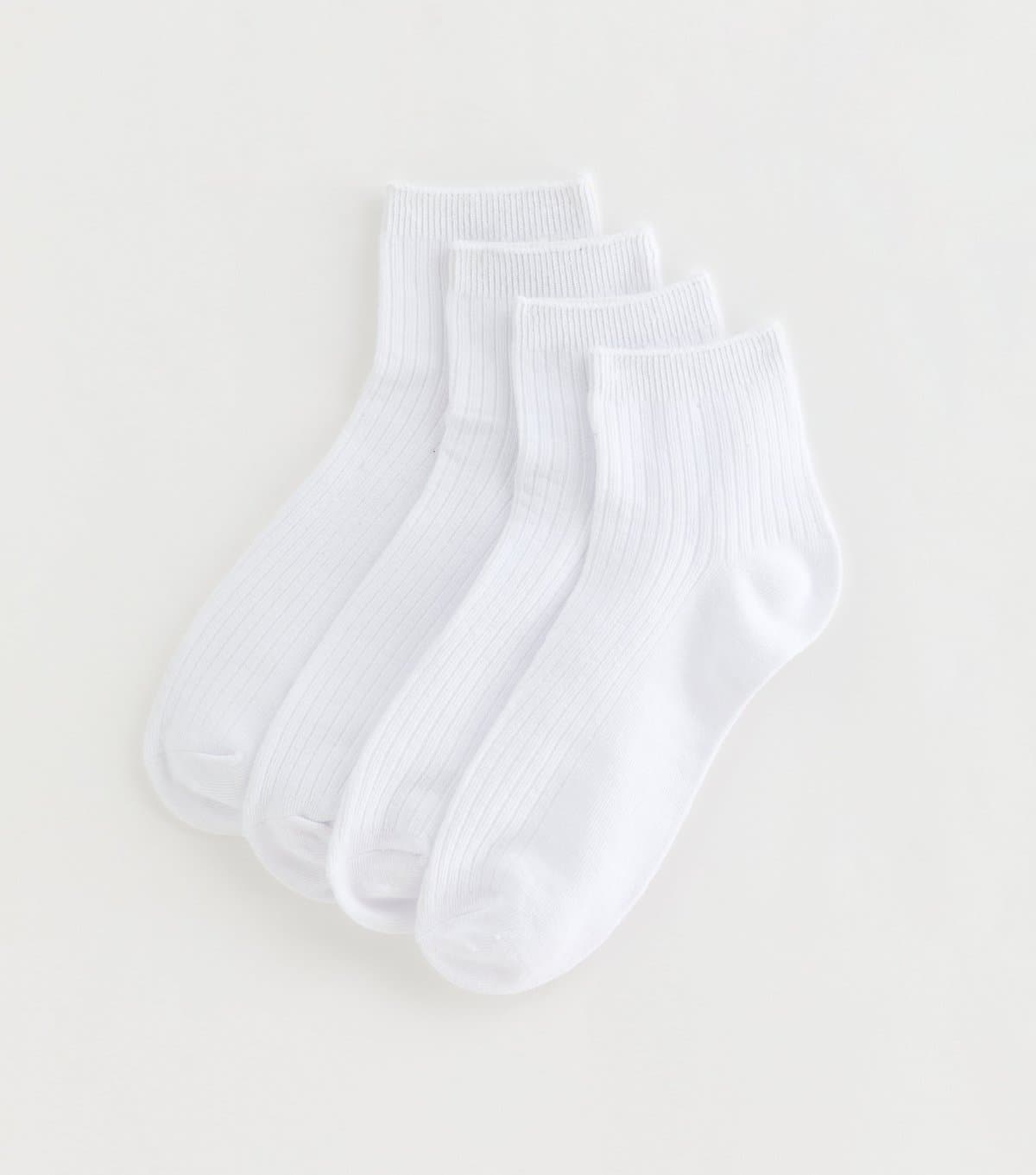 New Look New Look White Pack of 4 Ribbed Trainer Socks