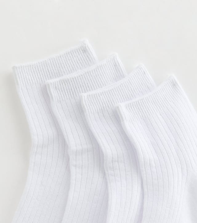 New Look White Pack of 4 Ribbed Trainer Socks New Look - 2