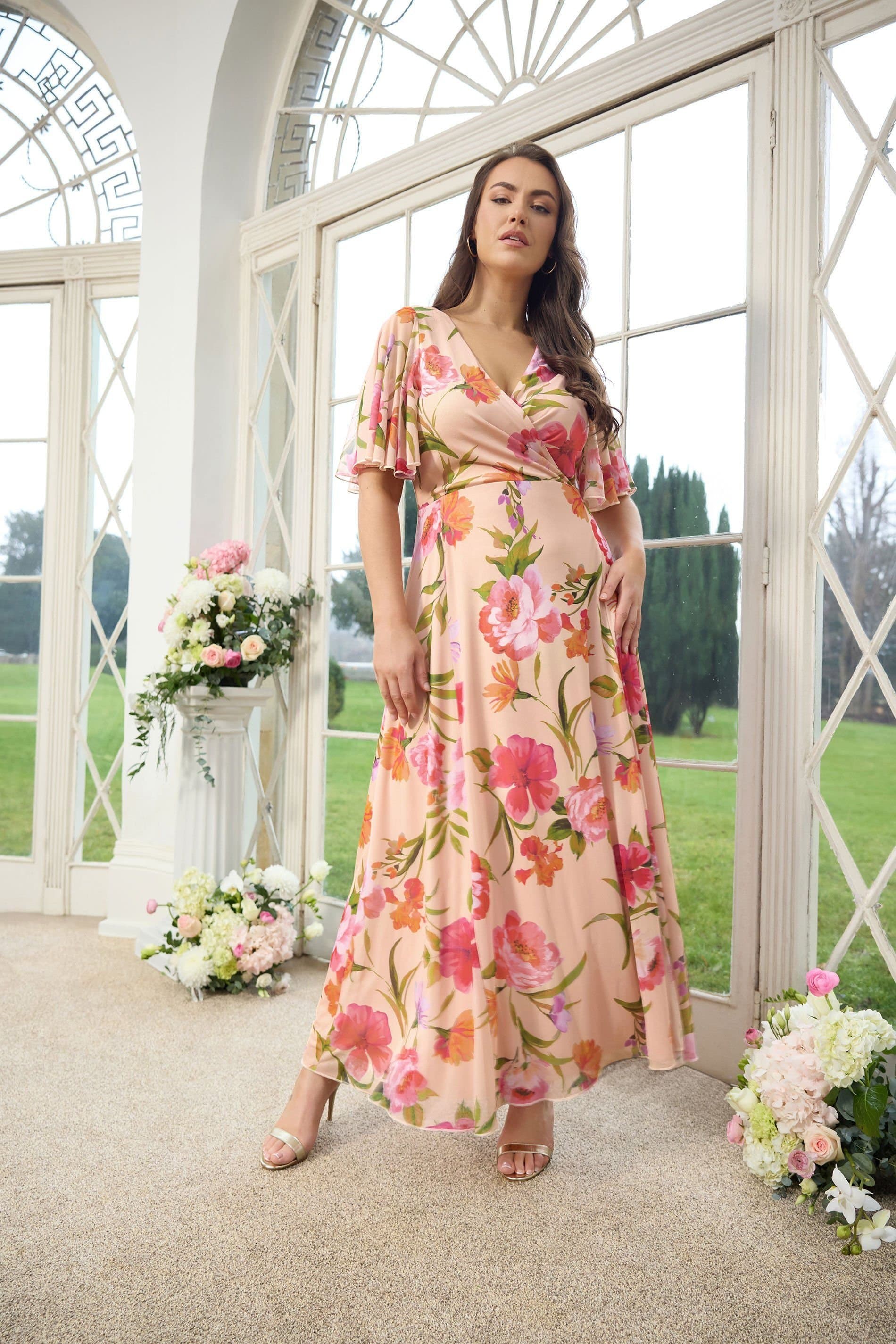 Yours Yours Women's Floral Wrap Dress in Nude