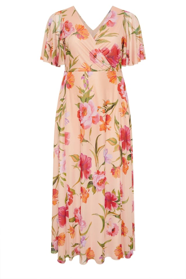Yours Yours Women's Floral Wrap Dress in Nude - 2