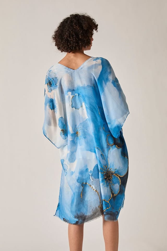 James Lakeland James Lakeland Women's Blue Watercolour Floral Kaftan - 2