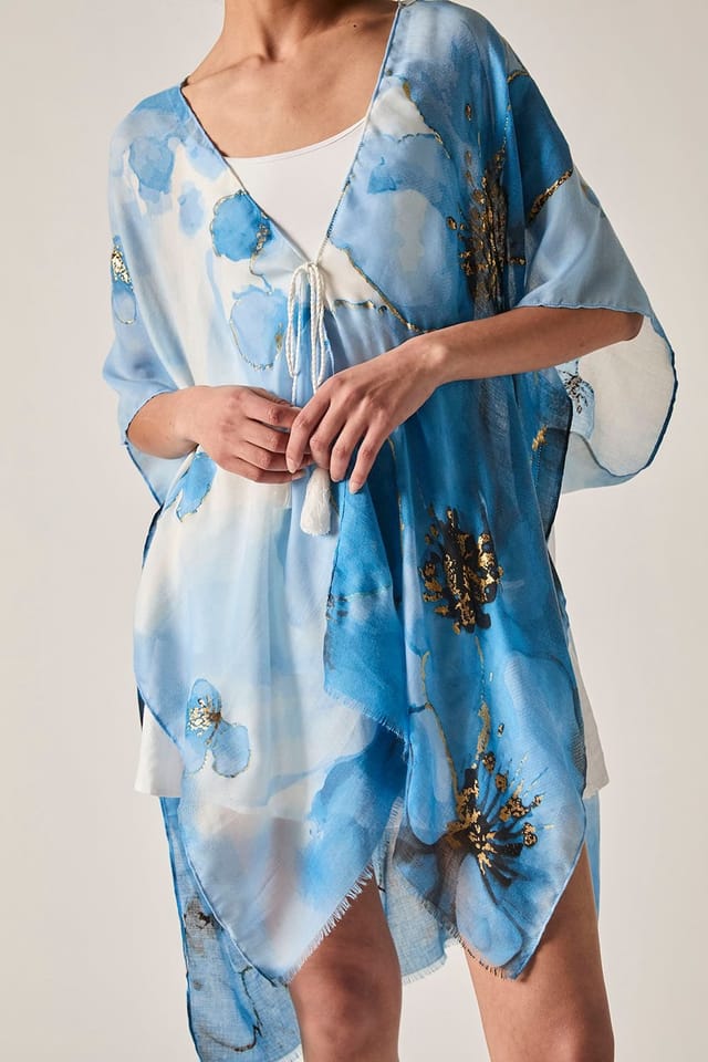 James Lakeland James Lakeland Women's Blue Watercolour Floral Kaftan - 3