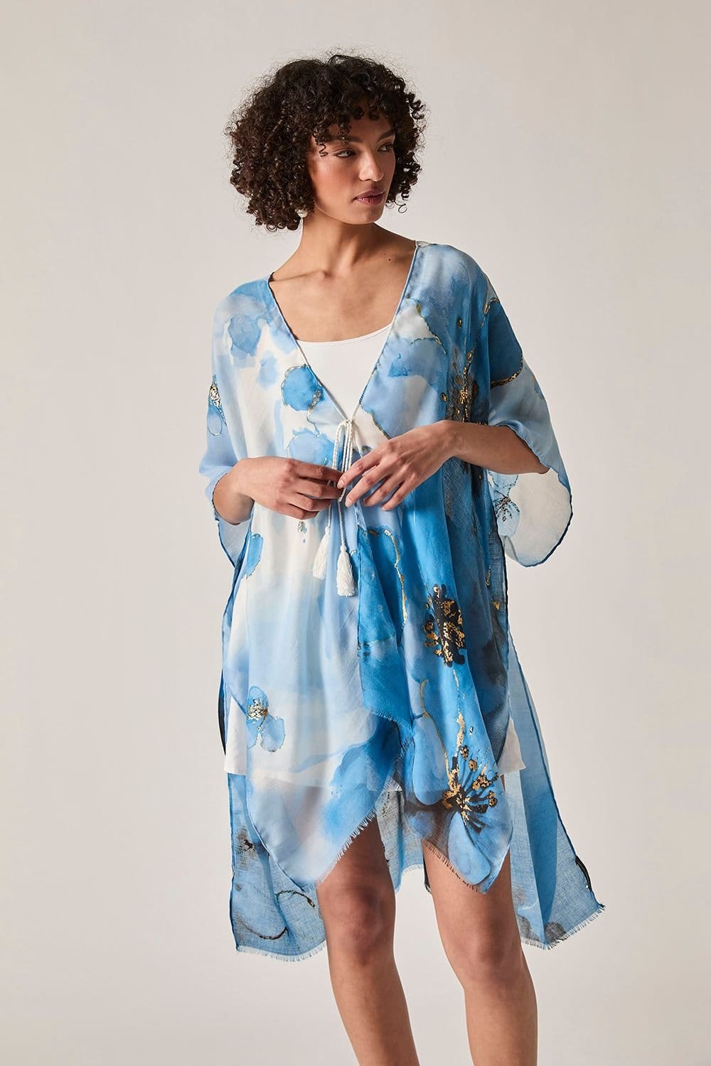 James Lakeland James Lakeland Women's Blue Watercolour Floral Kaftan - 4