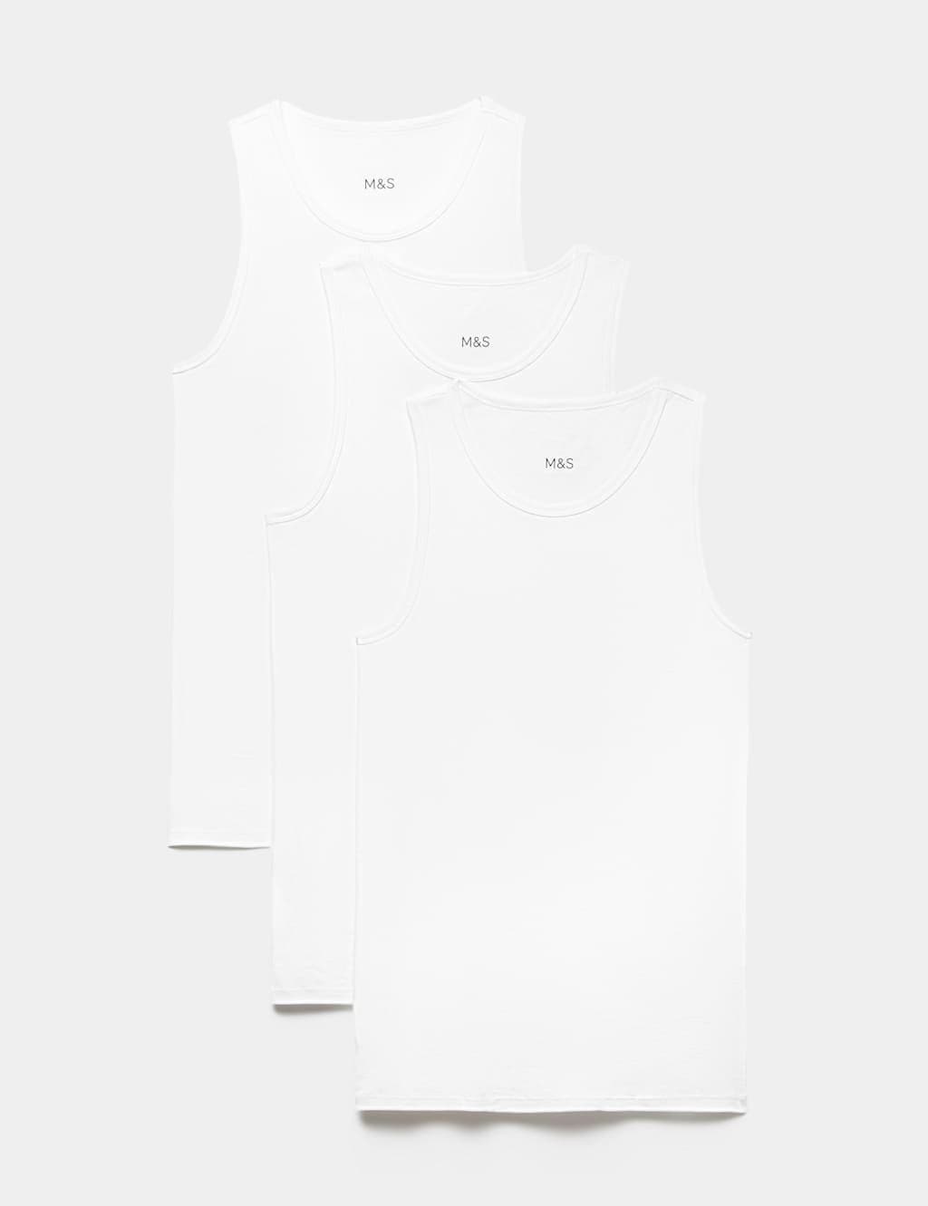 Marks & Spencer M&S 3 Pack Essential Cotton Sleeveless Vests White