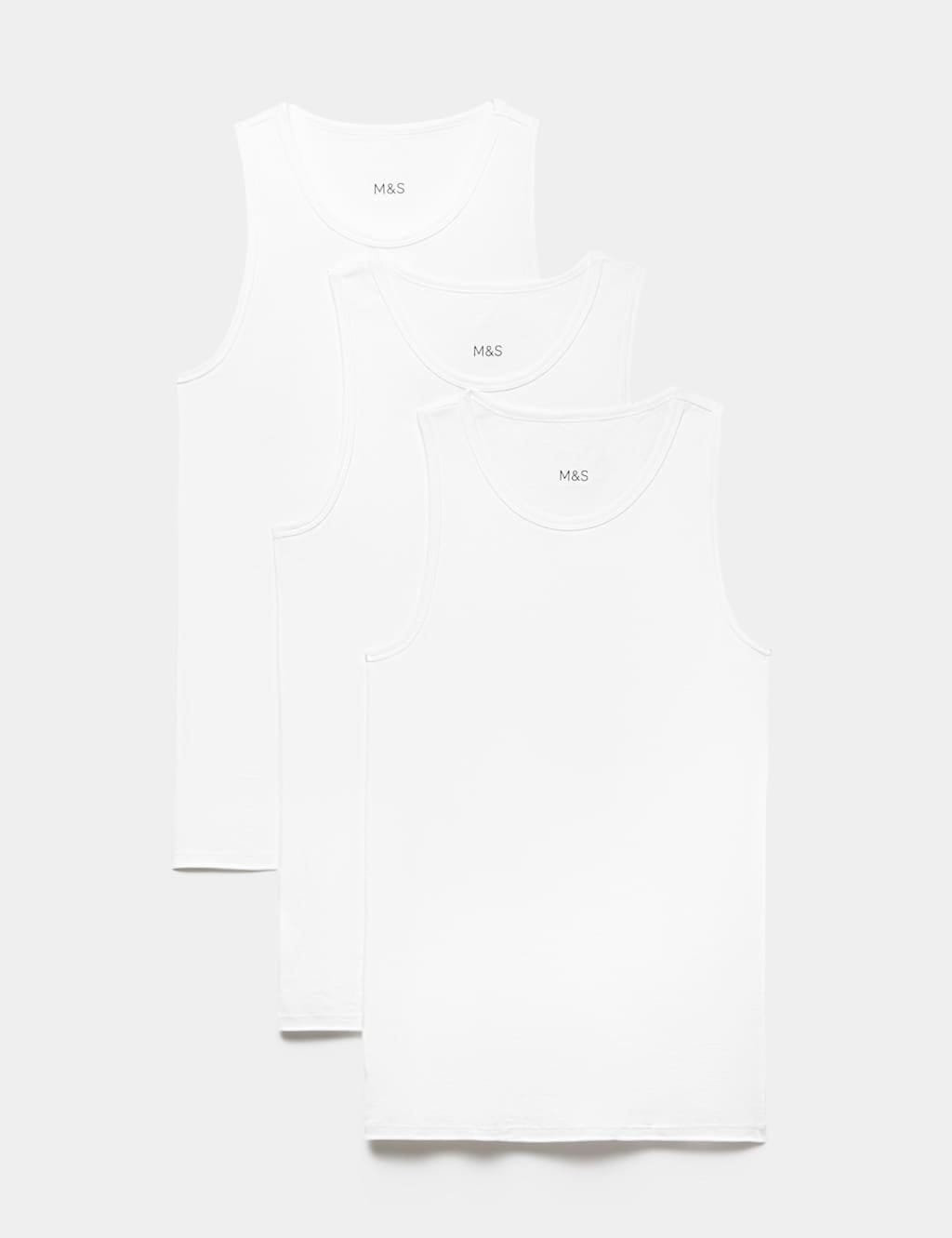 M&S 3 Pack Essential Cotton Sleeveless Vests White