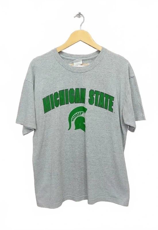 Hanes Vintage Hanes Heavyweight Michigan State Spartans Graphic T-Shirt Size Large Grey