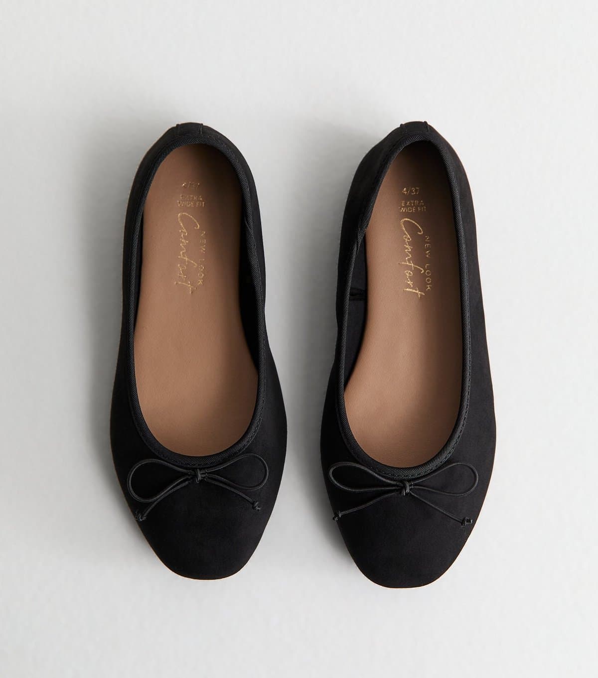 New Look Women's Extra Wide Fit Black Faux Suede Ballet Pumps Vegan New Look