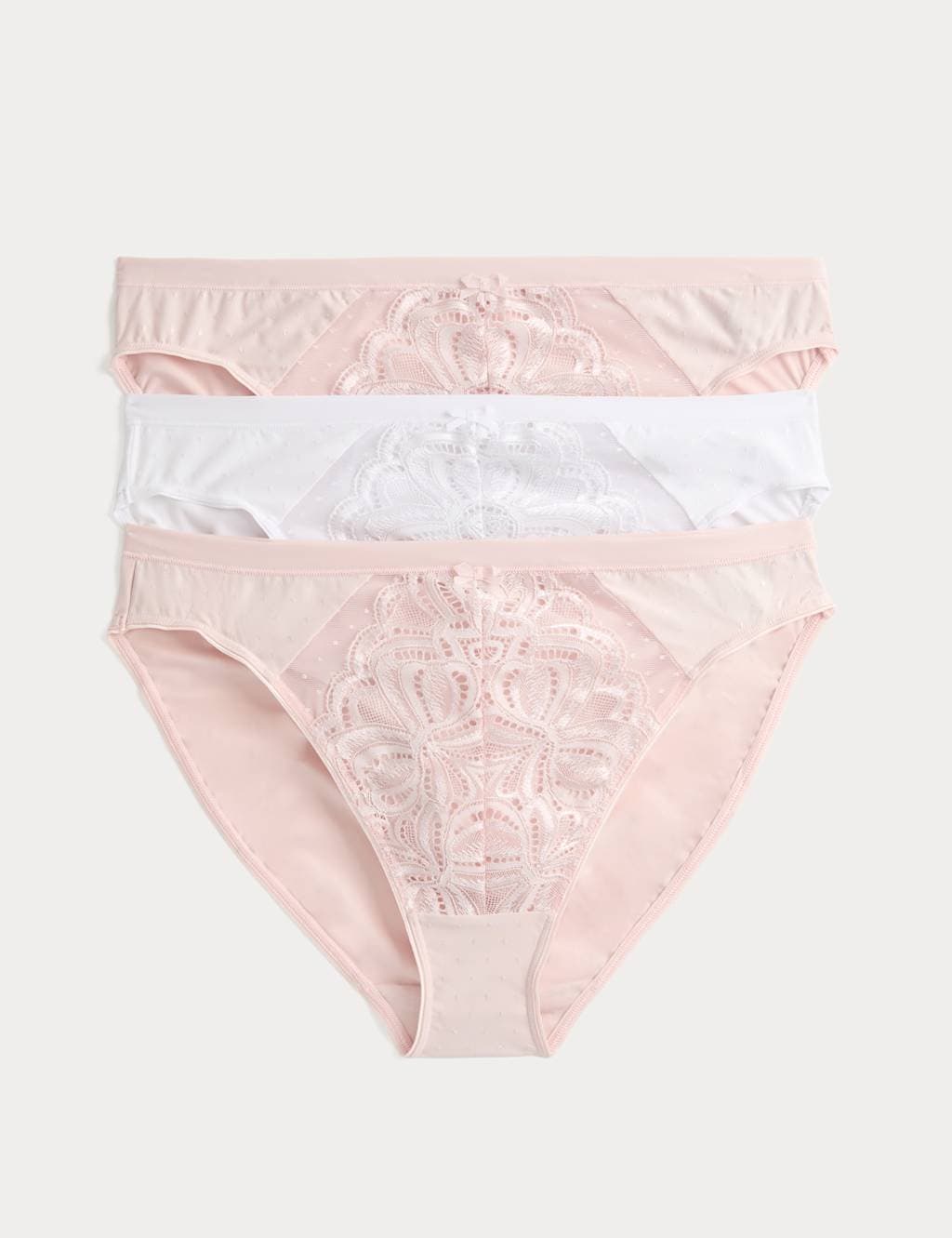 Marks & Spencer M&S 3pk Amelia Lace High Leg Knickers Cool Pink