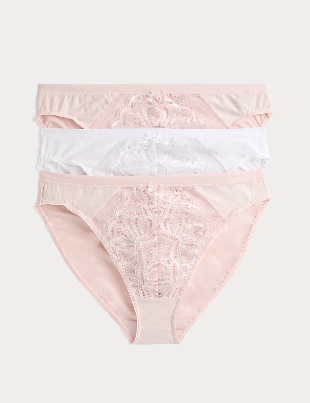 Marks & Spencer M&S 3pk Amelia Lace High Leg Knickers Cool Pink - 1