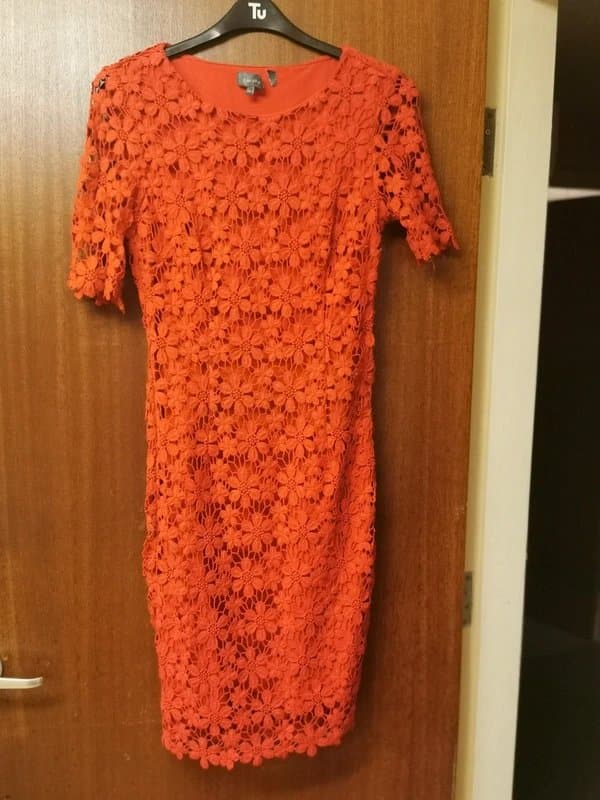 Per Una Red midi dress with lace overlay