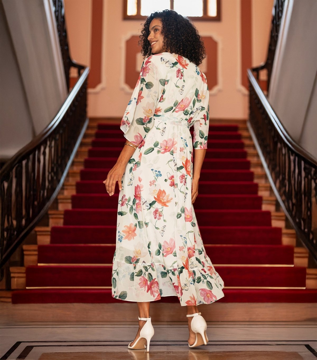 Yumi Women's Off White Floral Print Wrap Dress Yumi New Look - 3