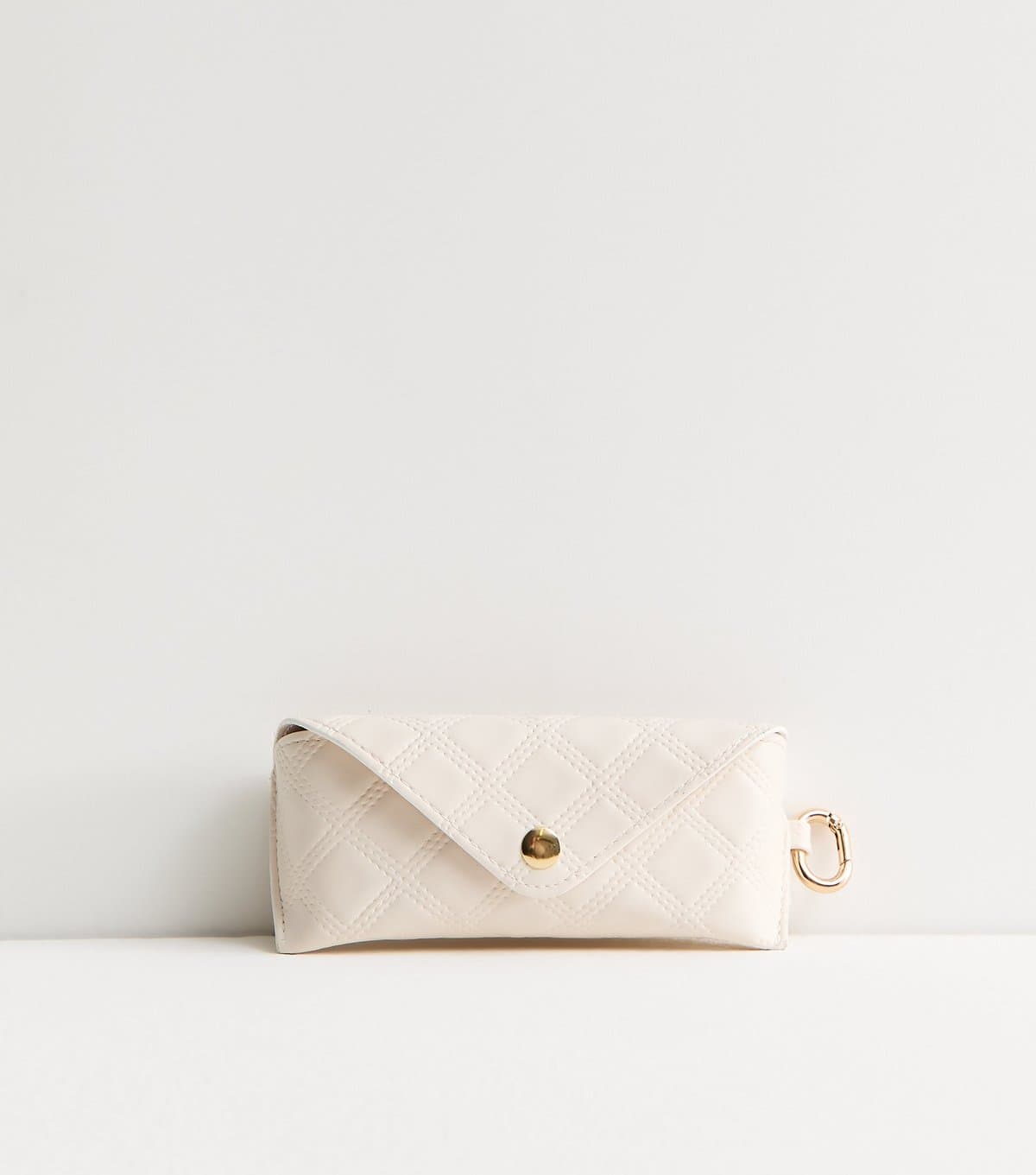 New Look Cream Quilted Hardshell Popper Sunglasses Case New Look