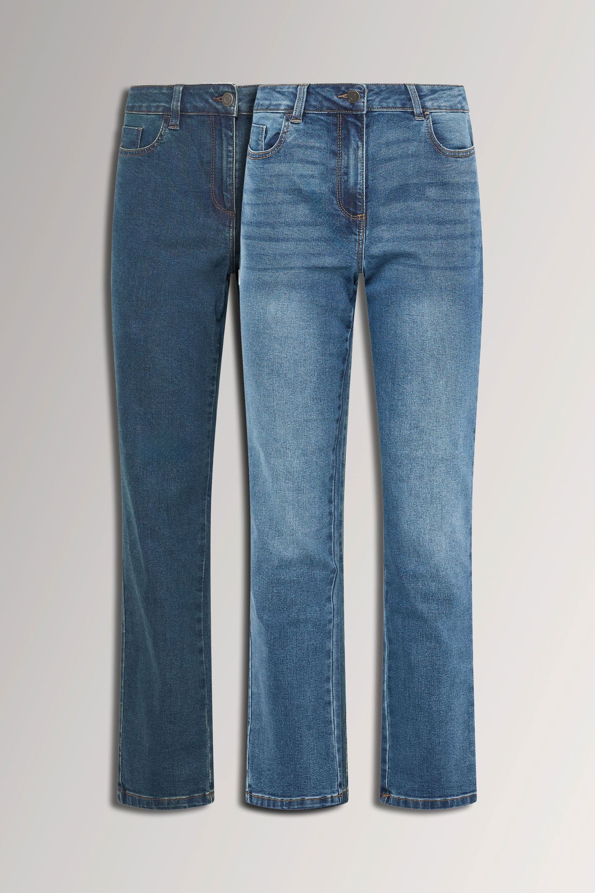 M&Co M&Co Women's Signature Set 2 Pack Straight Leg Jeans in Blue