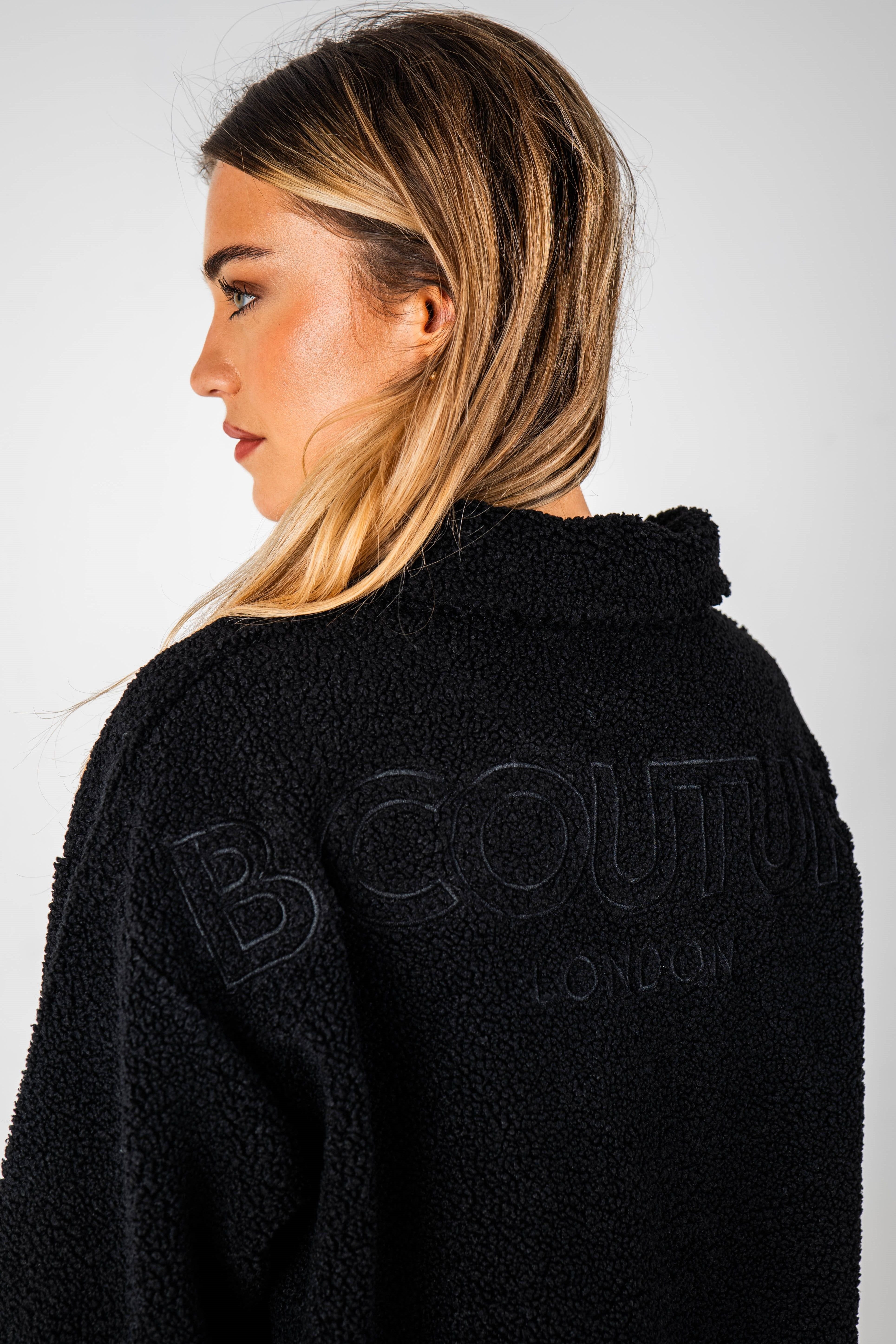 BCouture BCouture Women's Quarter-Zip Borg Fleece & Leggings Set in Black - 4