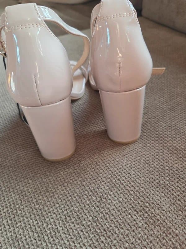 New Look Patent leather block heel nude wide fit heels BNWT