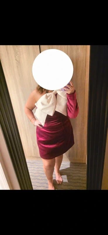 ASOS ASOS Luxe Burgundy Velvet Bow Dress size 16