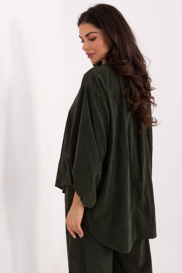 Love Lace Love Lace Women's Heart Neck Long Puff Sleeve Casual Blouse in Green - 3