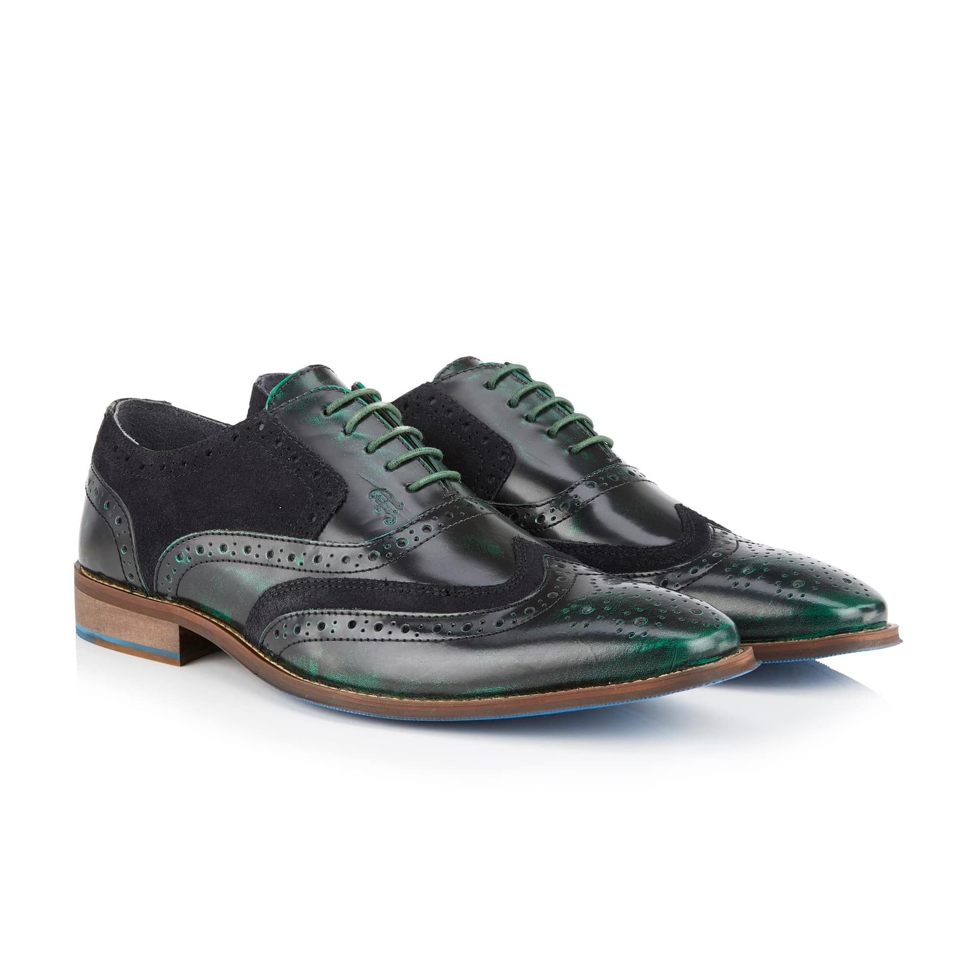 Amen Shoes Amen Shoes Men's Wexford Leather Two Tone Brogue Shoes in Green