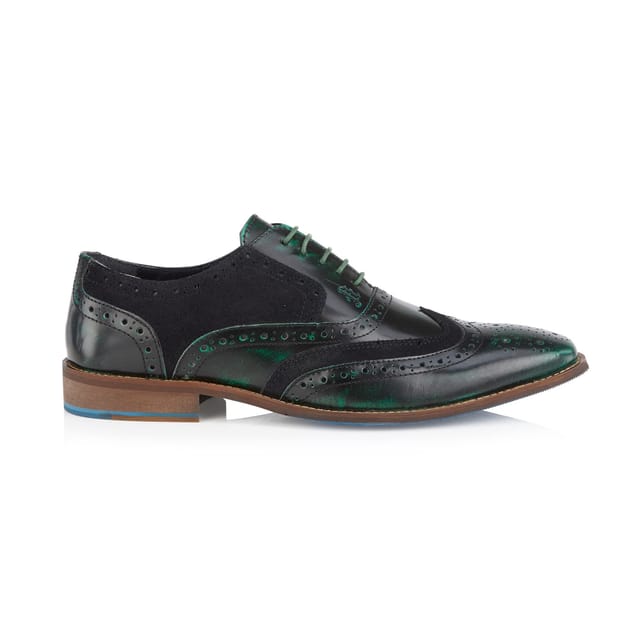 Amen Shoes Amen Shoes Men's Wexford Leather Two Tone Brogue Shoes in Green - 2