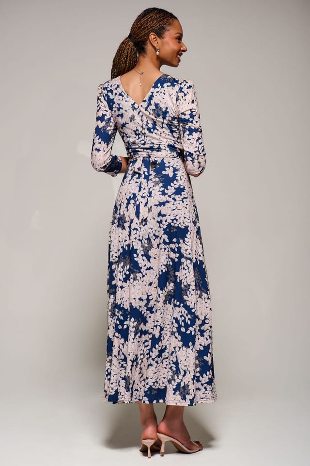 Jolie Moi Jolie Moi Women's Jersey Fit & Flare Maxi Dress in Navy - 2