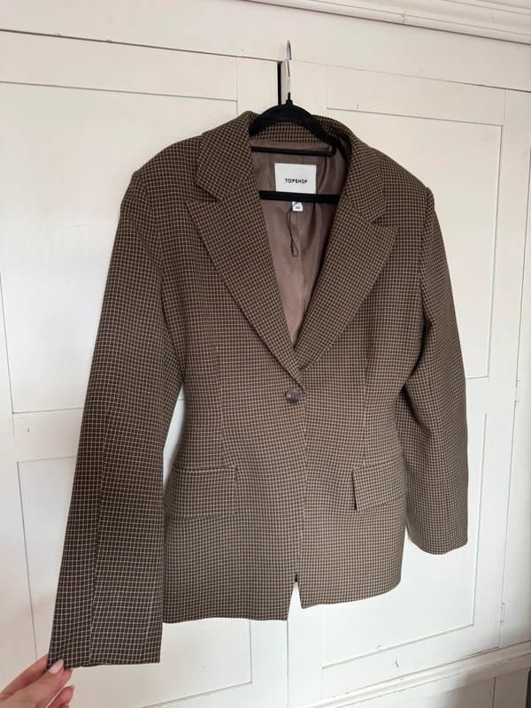 Topshop Brand New Topshop Cinch Waist Check Blazer