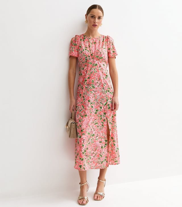 New Look Women's Pink Floral Flutter Sleeve Midi Dress New Look - 3