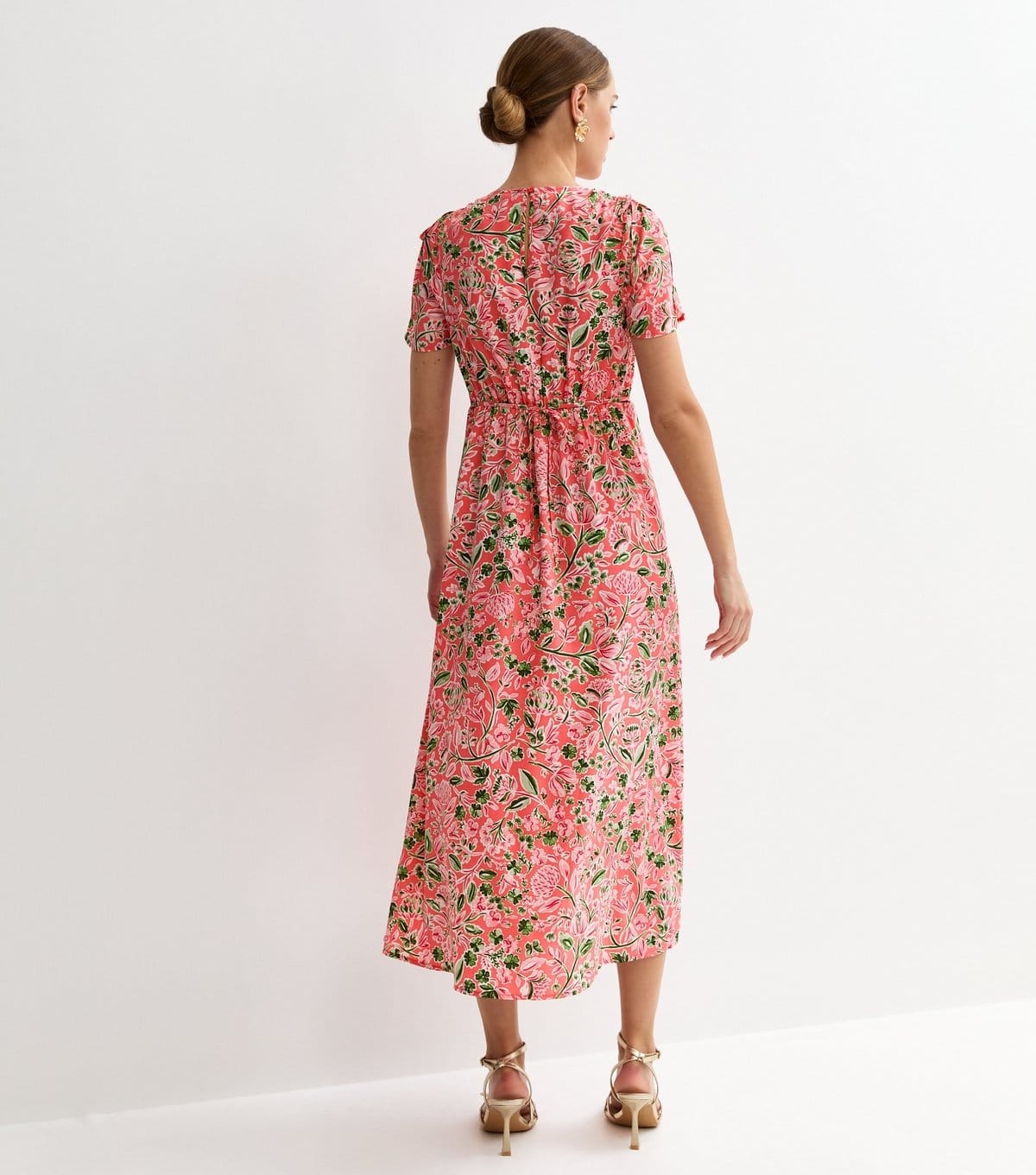 New Look Women's Pink Floral Flutter Sleeve Midi Dress New Look - 4