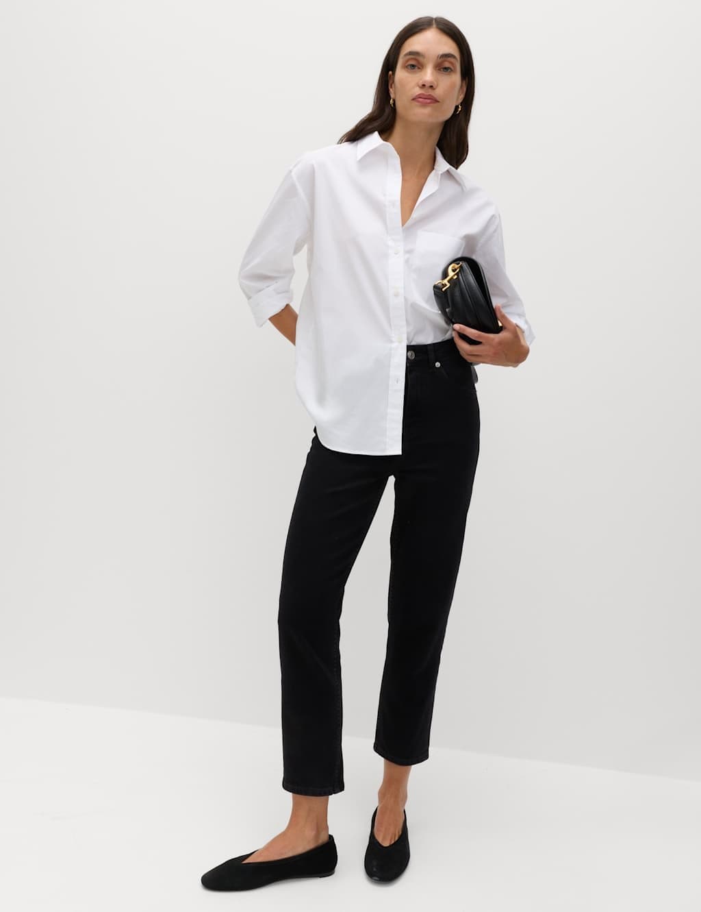 Marks & Spencer M&S High Waisted Cropped Slim Fit Jeans Black