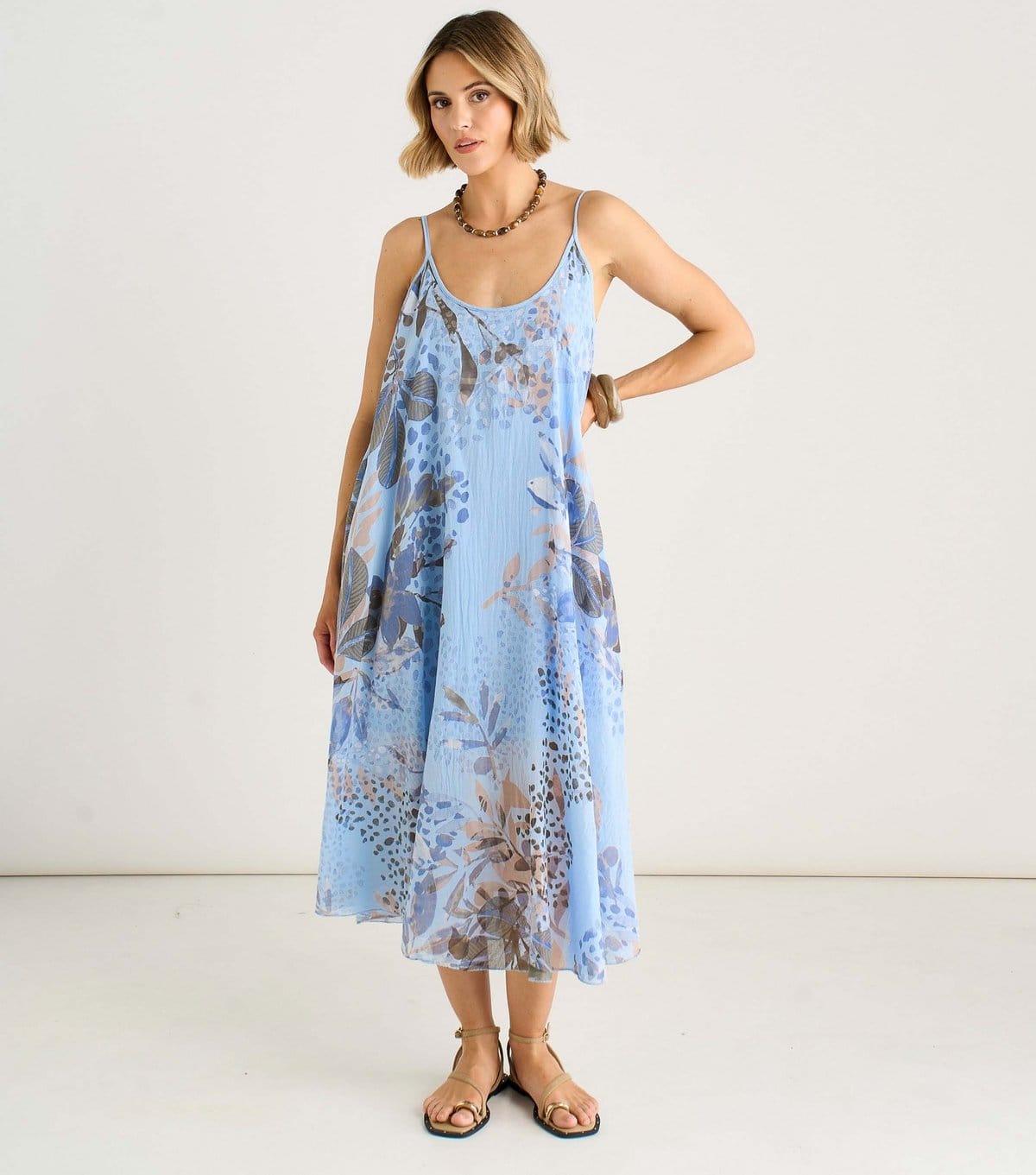 Gini London Women's Blue Floral Strappy Midi Dress Gini London New Look - 4