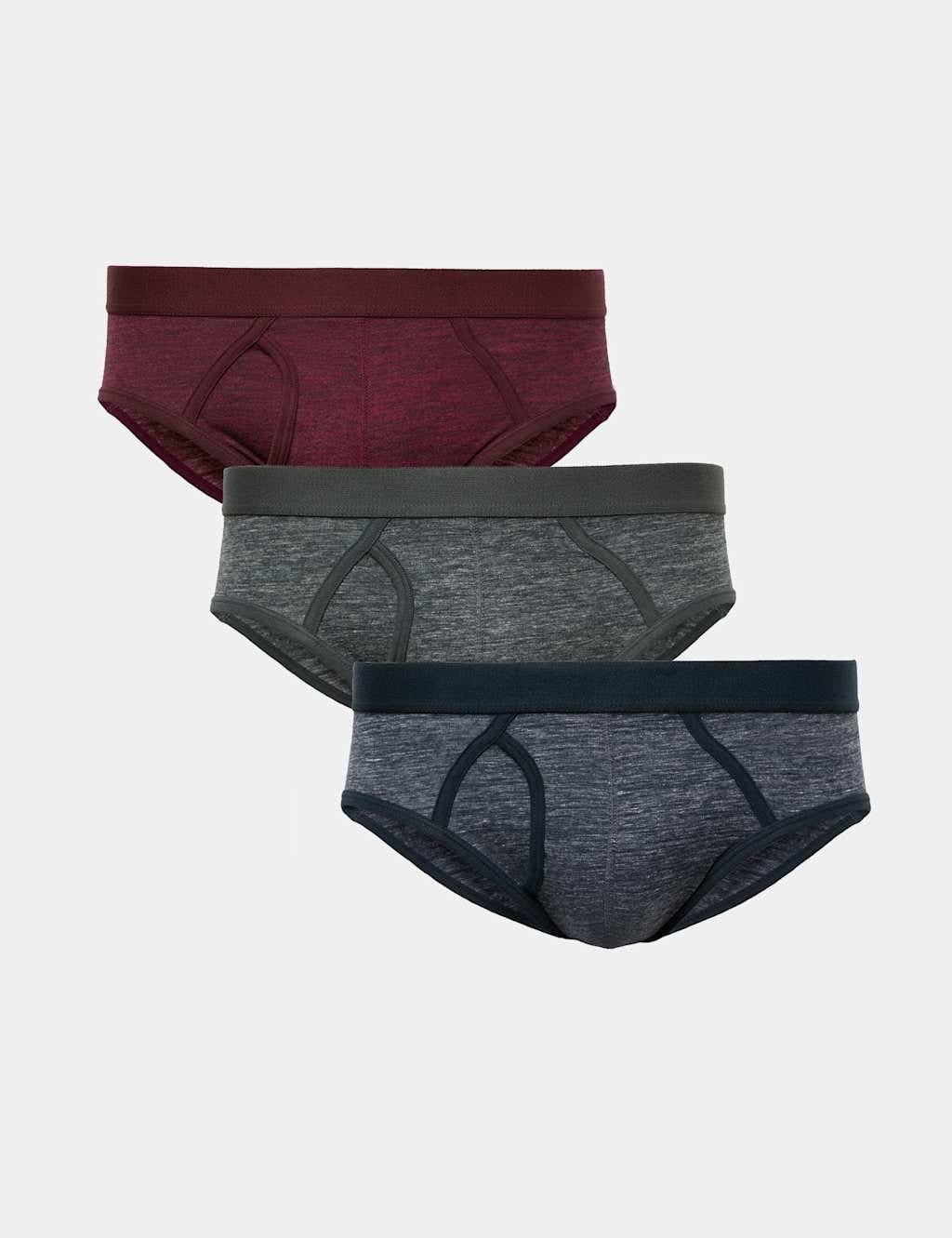 M&S 3 Pack Cotton Rich Stretch Space Dye Briefs Multi