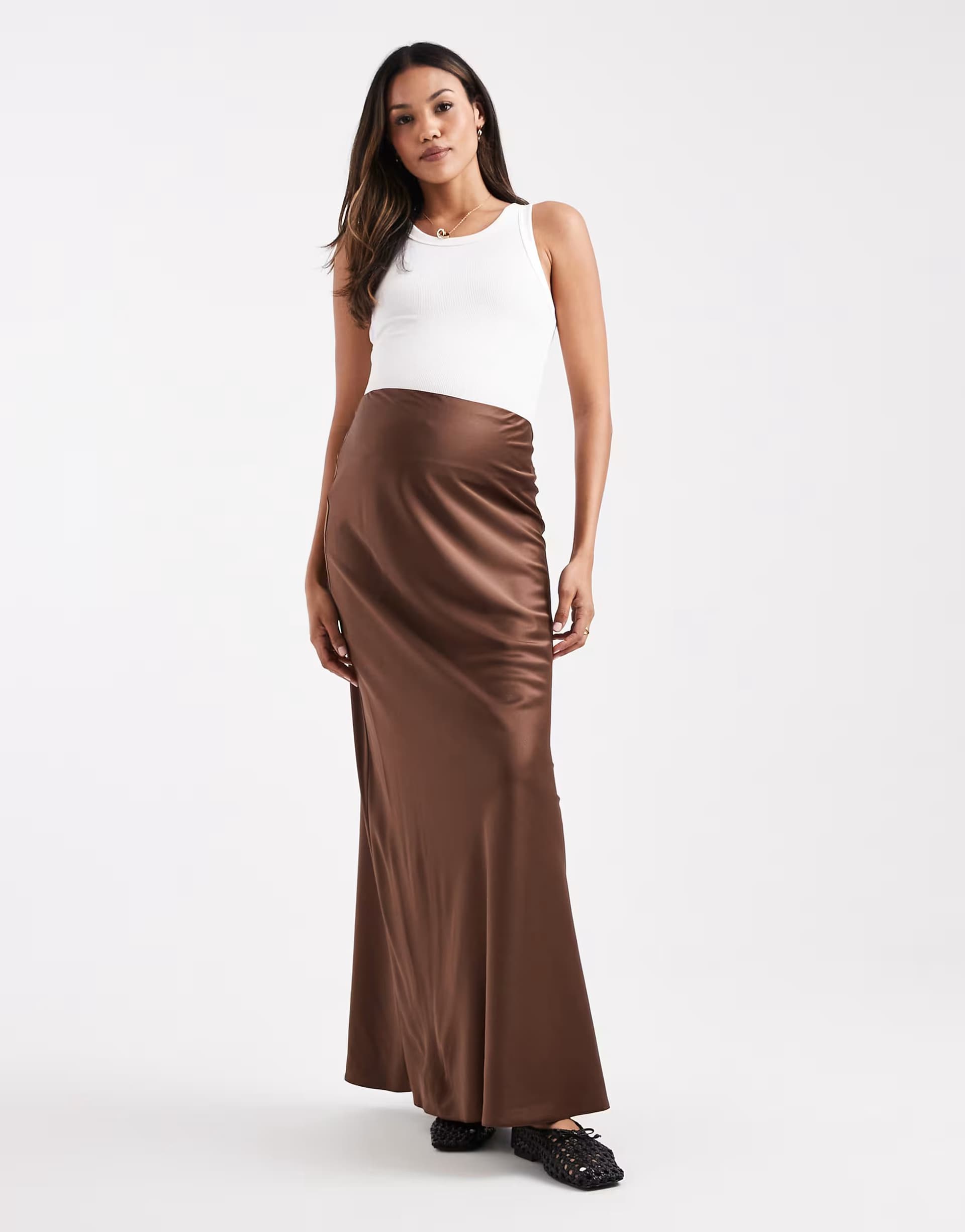 ASOS ASOS DESIGN Maternity satin bias maxi skirt