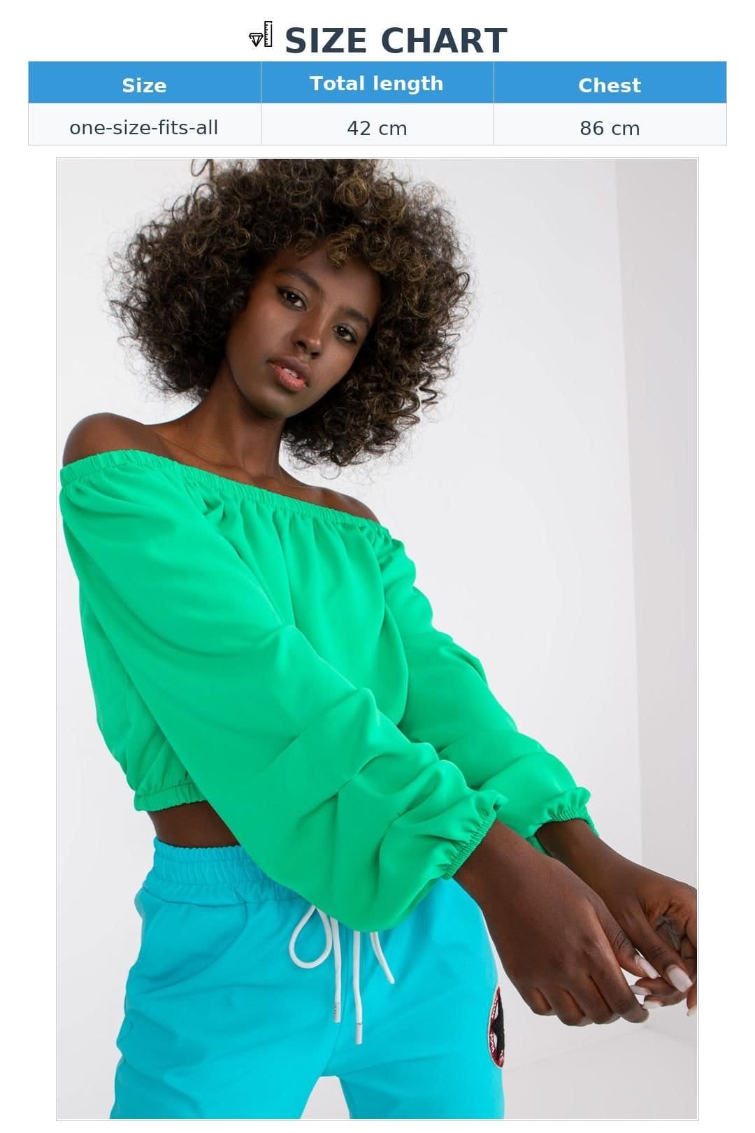 Love Lace Love Lace Women's Shoulder Cut Long Wide Sleeve Blouse in Green - 4