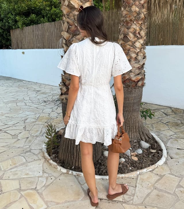 AX Paris Women's White V Neck Frill Hem Mini Dress AX Paris New Look - 3