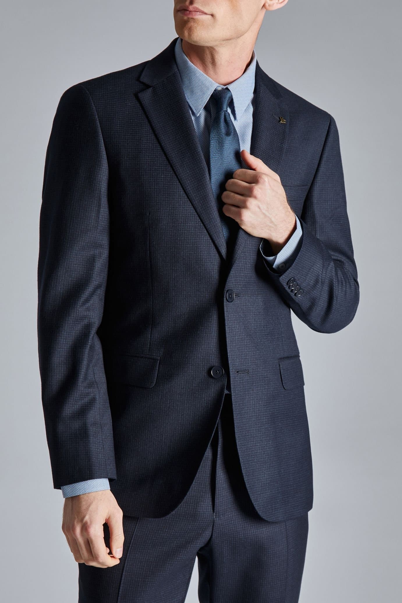 Ted Baker Ted Baker Men's Regular Fit Grid Check Jacket in Navy