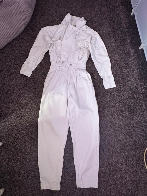 New Look White Denim Jumpsuit – Size UK 8 (New Look)