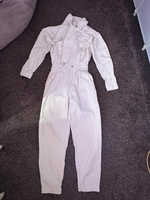 New Look White Denim Jumpsuit