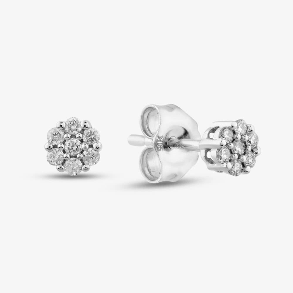 T.H.Baker T.H.Baker Women's 9ct White Gold 0.12ct Diamond Flower Stud Earrings TH0123647 in Silver