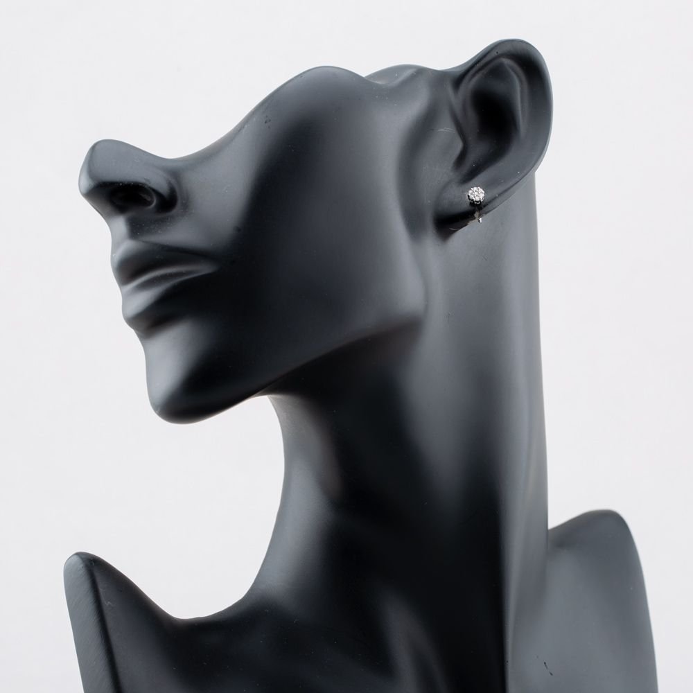 T.H.Baker T.H.Baker Women's 9ct White Gold 0.12ct Diamond Flower Stud Earrings TH0123647 in Silver - 3