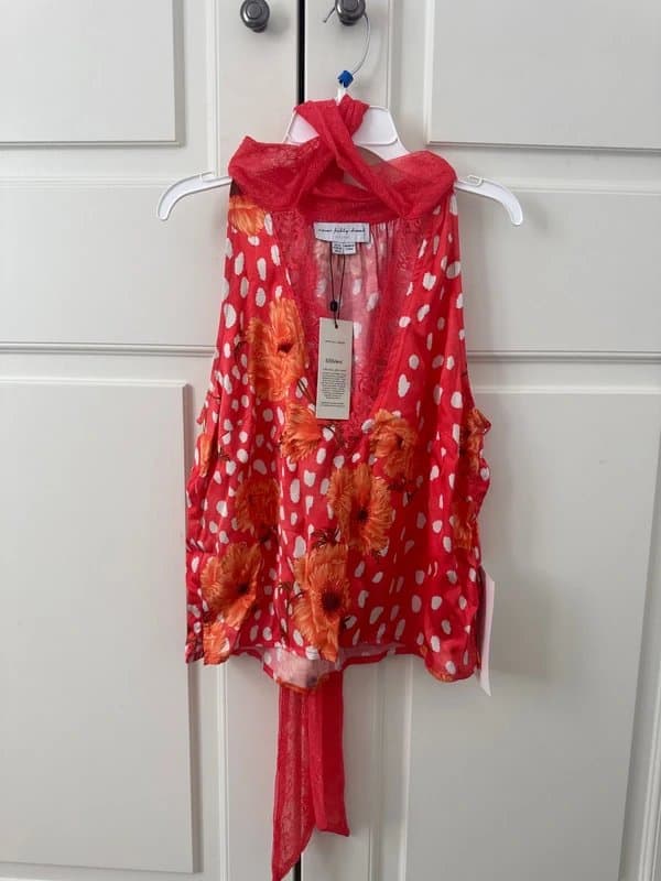 Never Fully Dressed BNWT Never Fully Dressed Coral poppy halter top, size 8
